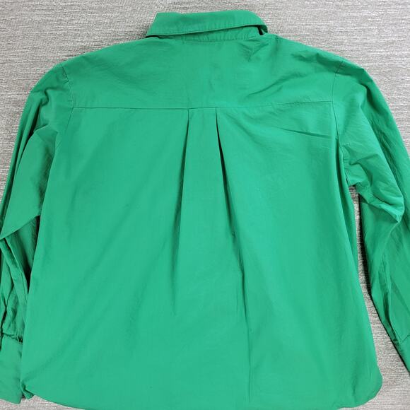 White Fox Short 2 Piece Set Womens S/M Green Button Up Oversized Top Pull On - Picture 14 of 16